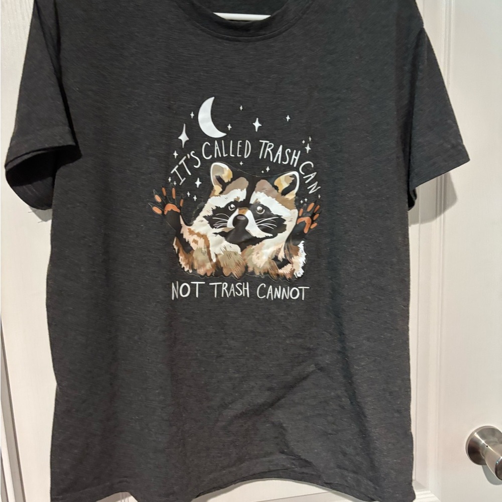 SHEIN Gray Raccoon Graphic Tee